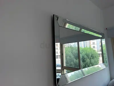 Large Rectangular Wall Mirror with Beveled Frame