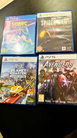 Bundle of 4 PS5 Games: Spider-Man Miles Morales, marvels Avengers, Planet Coaster, Sonic Colours