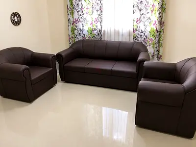 Brown 3-seater Sofa with Two Matching Armchairs - Good quality