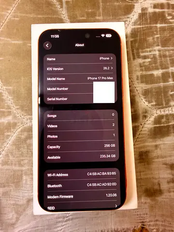 IPHONE 17 PRO MAX 256GB BATTERY HEALTH 100%