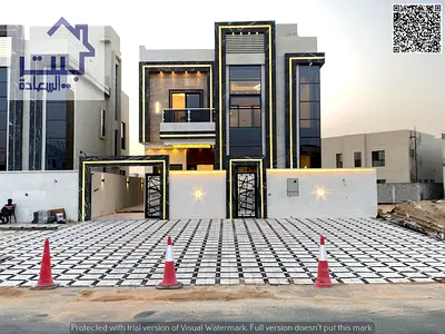 للبيع : فيلا بتصميم مودرن حديث بمنطقه الحليو 1 _ عجمان ( طابقين + روف ) موقع مميز دقيقه لشارع الشيخ محمد بن زايد _ تملك حر