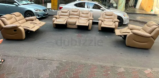 Beige Leather Recliner Sofa Set - 7 Seate (3+2+1 +1 )
