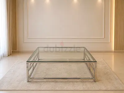 Modern Glass Top Coffee Table with Chrome Frame