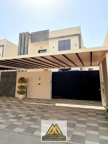 Luxury villa with a large area and swimming pool in Al Bahia area on Mohammed Bin Zayed Road, close to all services.