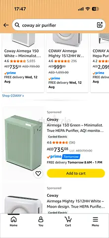 Coway Airmega / Airmega 150 Green - HEPA Air Purifier (Used)