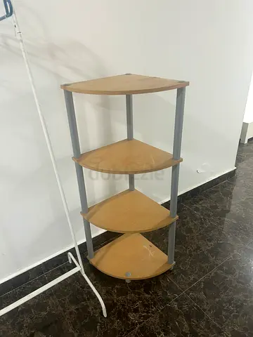 Wood 4-Tier Corner Shelf Unit - Light Oak Finish