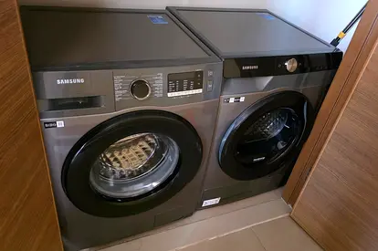 Free Delivery- SAMSUNG 9KG Washer 9KG 💯 Dryer Separate Set Latest Model With Digital Clock 60x60 cm