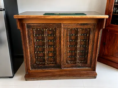 Vintage Carved Wooden Bar Cabinet