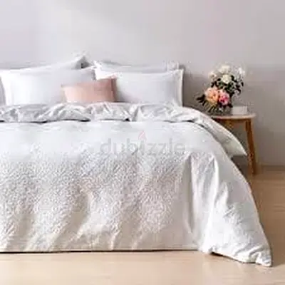 Queen white textured duvet cover set - gently used