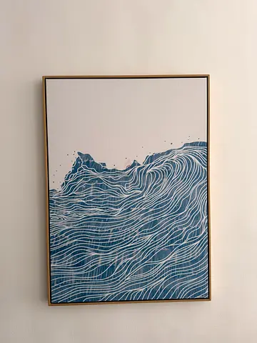 Framed Abstract Blue Wave Canvas Art - Ready to Hang