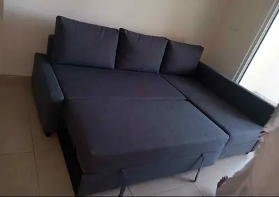Comfortable Dark Grey L-Shaped Sofa Bed