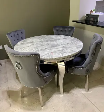 Marble Top Dining Table Set – 4 Chairs