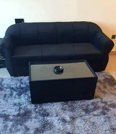 Black 3-Seater Sofa with Coffee Table - Good quality