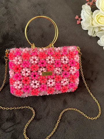 Handmade floral beaded bag