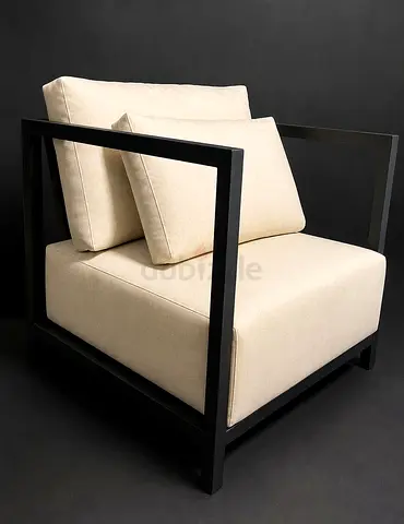 Modern Cream Lounge Armchair with Black Frame
