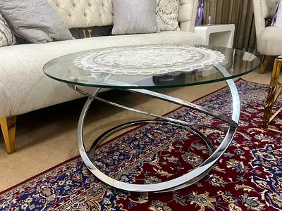Glass Top Coffee Table with Modern Chrome Base