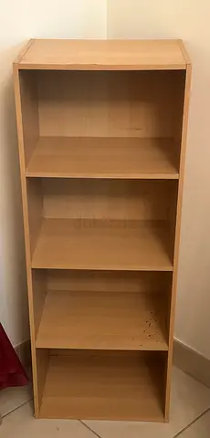 4-Tier Wooden Bookshelf / Storage Shelf – AED 20 – Urgent Sale