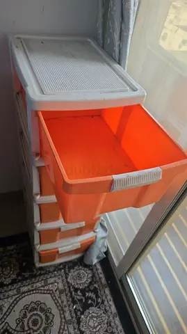 Stackable Plastic Drawer Unit - 4 Drawers, Orange/White