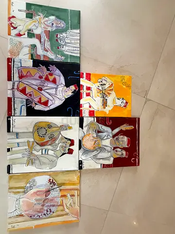Fadi Daoud Original Paintings — Set of 6(2005-2006) | Jordanian Artist | Folk/Cultural Themes