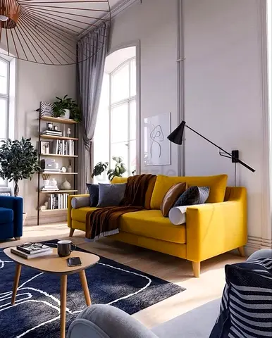 Modern Yellow 3-Seater Sofa