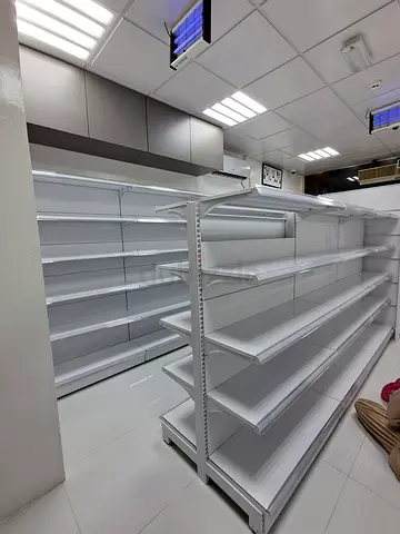 Used White Retail Gondola Shelving Units - Multiple Bays