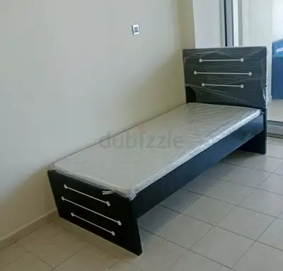 Single Wooden Bed Frame with Mattress - Black, Good Condition
