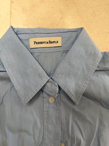 Light blue striped men's dress shirt (Present & Sample) - Size s