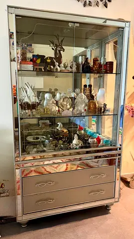 2 Mirrored Glass Display Cabinet with Drawers - Excellent Condition