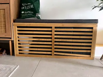 PAN Home Ecovibe Bamboo Storage Bench 88cm – Natural with cushion, storage and bench