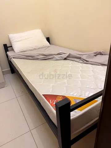 Single bed frame with mattress and pillow + wardrobe - good condition