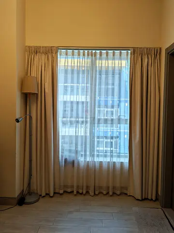 Beige Full Curtains with Railing