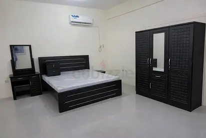 3-Piece Black Wooden Bedroom Set — Bed, Wardrobe & Dressing Table