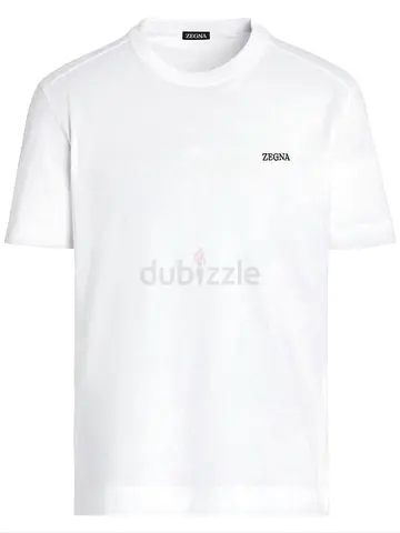 White Zegna Logo Crewneck T-Shirt - Men’s