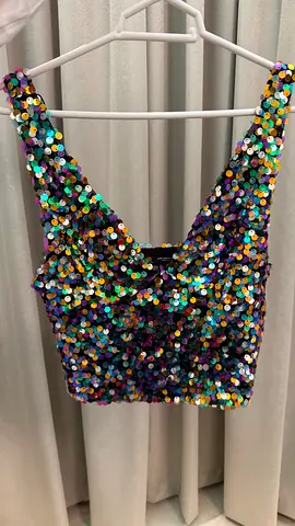Zara Sequin cropped party top, multicolor, size S