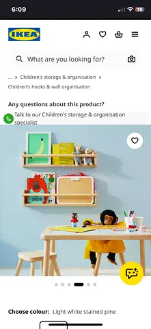 IKEA children's wall shelf set - light white stained pine