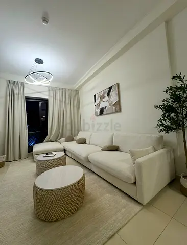 Large Cream Sofa with Chaise Longue & 2 Coffee Tables