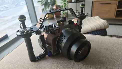 Sony FX30 90mm Macro Underwater Camera Housing with Dual Grip Tray and Port