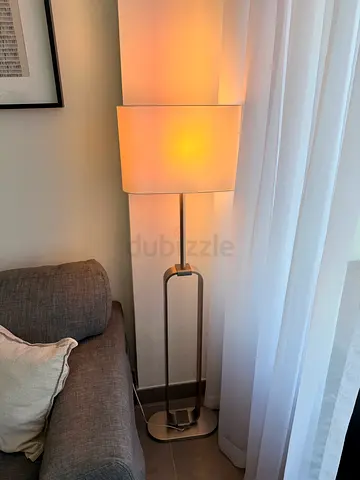 Modern White Floor Lamp with Silver stand