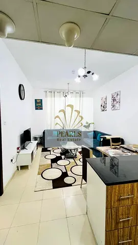 Furnished 1BR living open balcony free parking opposite Grand Mall near Safeer Mall in City Tower Ajman, 2 bathrooms, 30,000 AED annually, 4 payments,