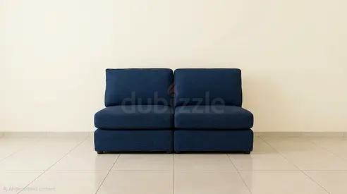 Compact 2-Seater Modular Sofa in Navy Blue - Good Condition