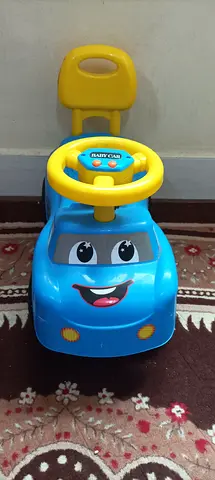 2 Blue Push Ride-On Car with Handle and Steering Wheel