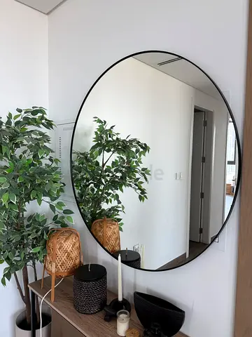 LINDBYN Round black mirror 110cm