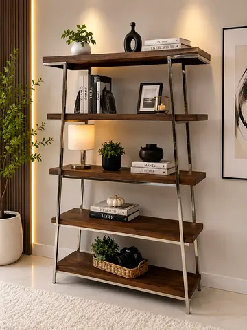Marina home steel and wooden book shelf 120x36 height 180 cm
