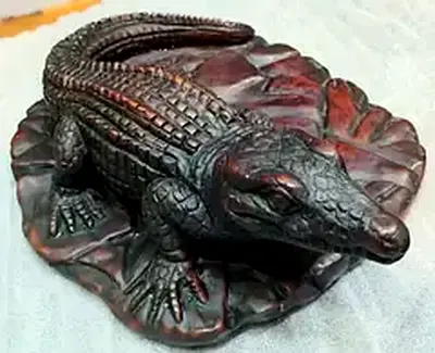 Resin wooden crocodile figurine-25cm length