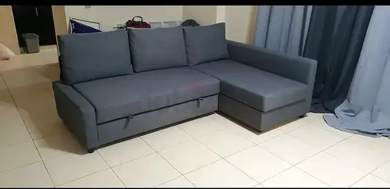 Grey L-Shaped Corner Sofa Bed