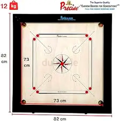 Precise Professional Carrom Board Set - 82x82cm, Complete Playing Surface