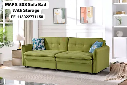 Green 3-Seater Sofa Bed with Storage - Comfortable Modern Design