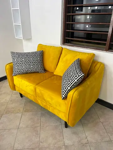 Yellow Velvet 2-Seater Sofa