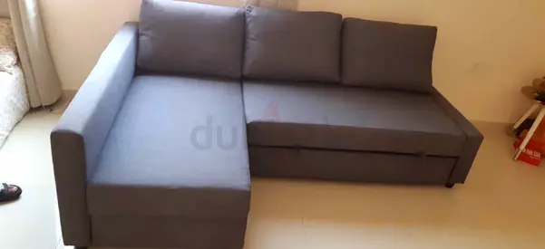 Grey L-Shaped Sectional Sofa Bed with Storage