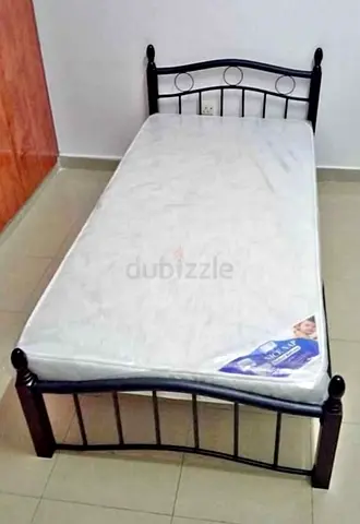 Single metal bed frame with mattress - good condition